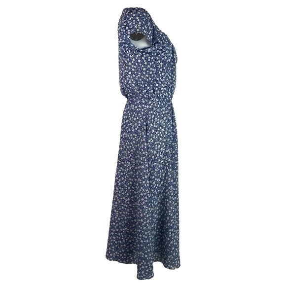 Lauren Ralph Lauren Blue Floral Midi Dress Size 14 – Elegant Boho Cottagecore - Picture 3 of 8